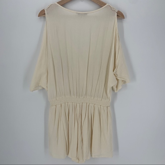 American Eagle Outfitters Cream Gauzy Boho Romper - Picture 2 of 15